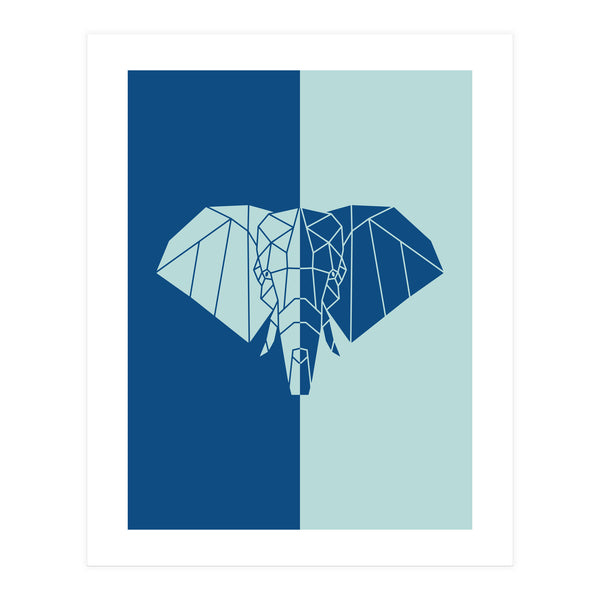 ELEPHANT IN BLUE ! POLYGON ART (Print Only)