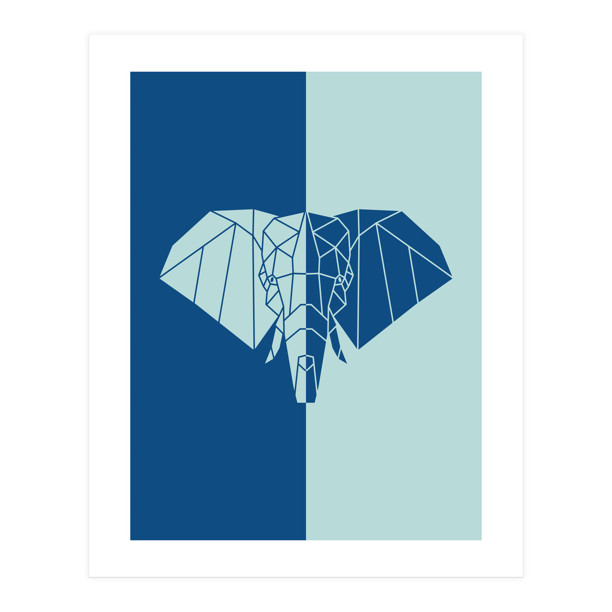 ELEPHANT IN BLUE ! POLYGON ART (Print Only)