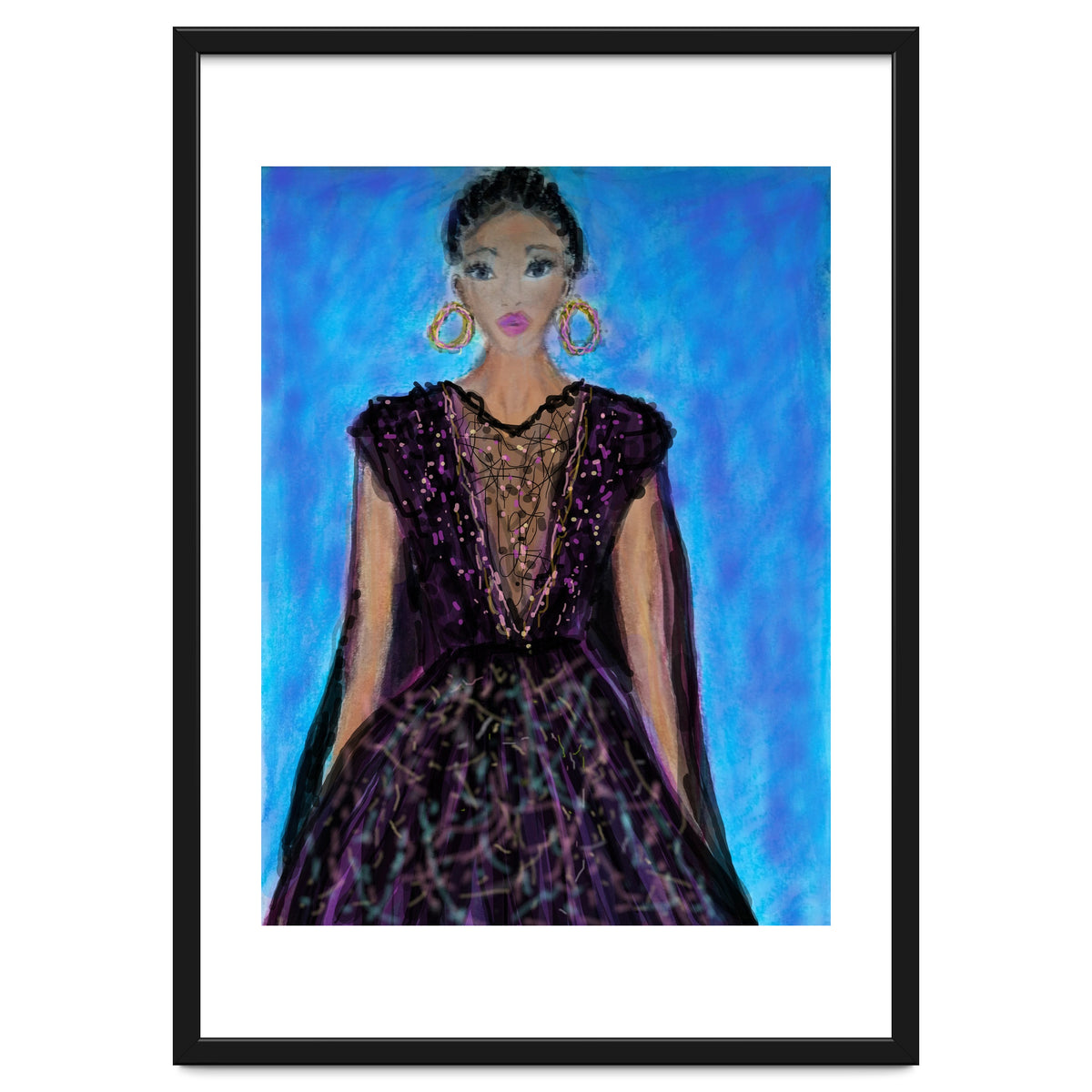 A LADY  WEARING A MAGICAL GOWN