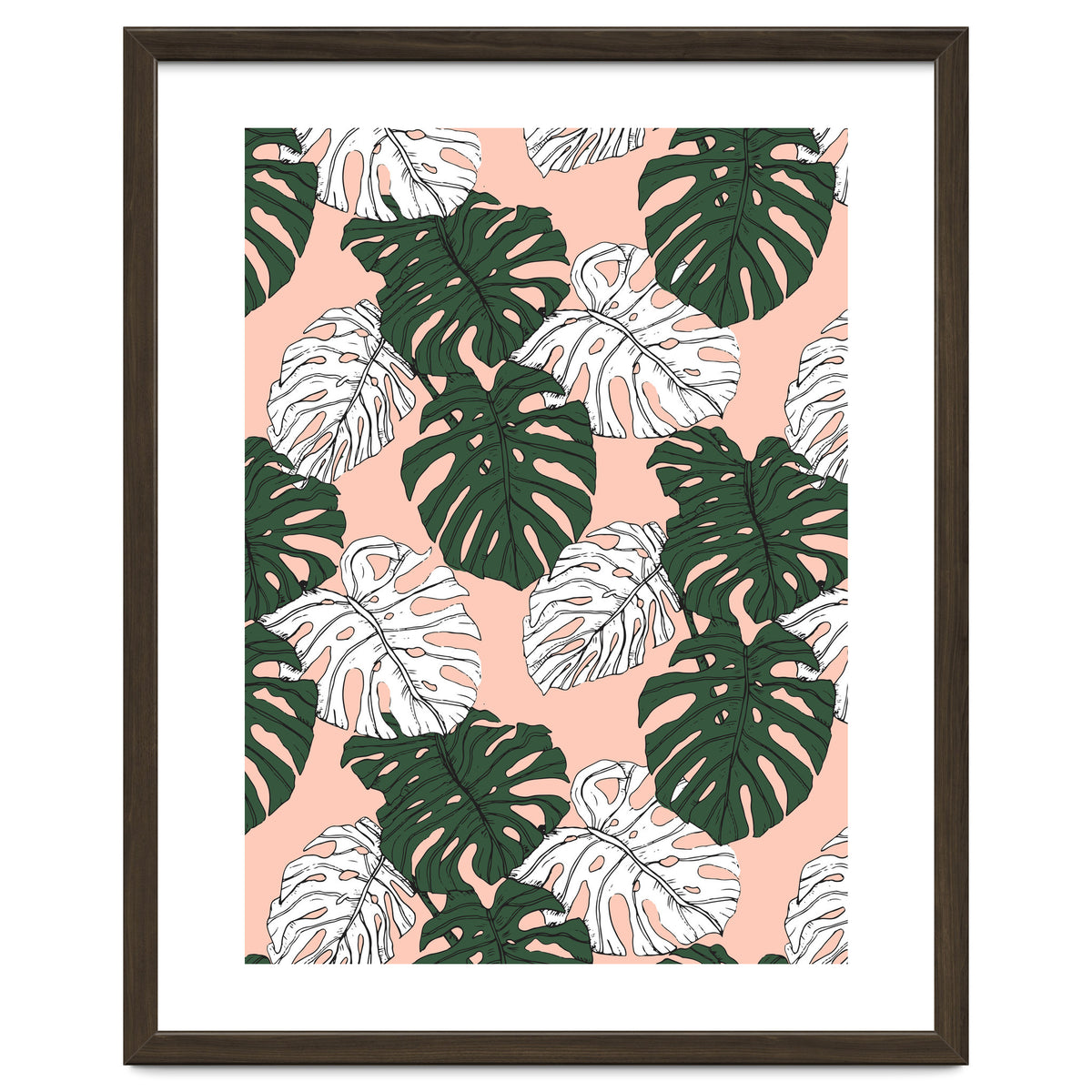 Hand drawing monstera pastel color