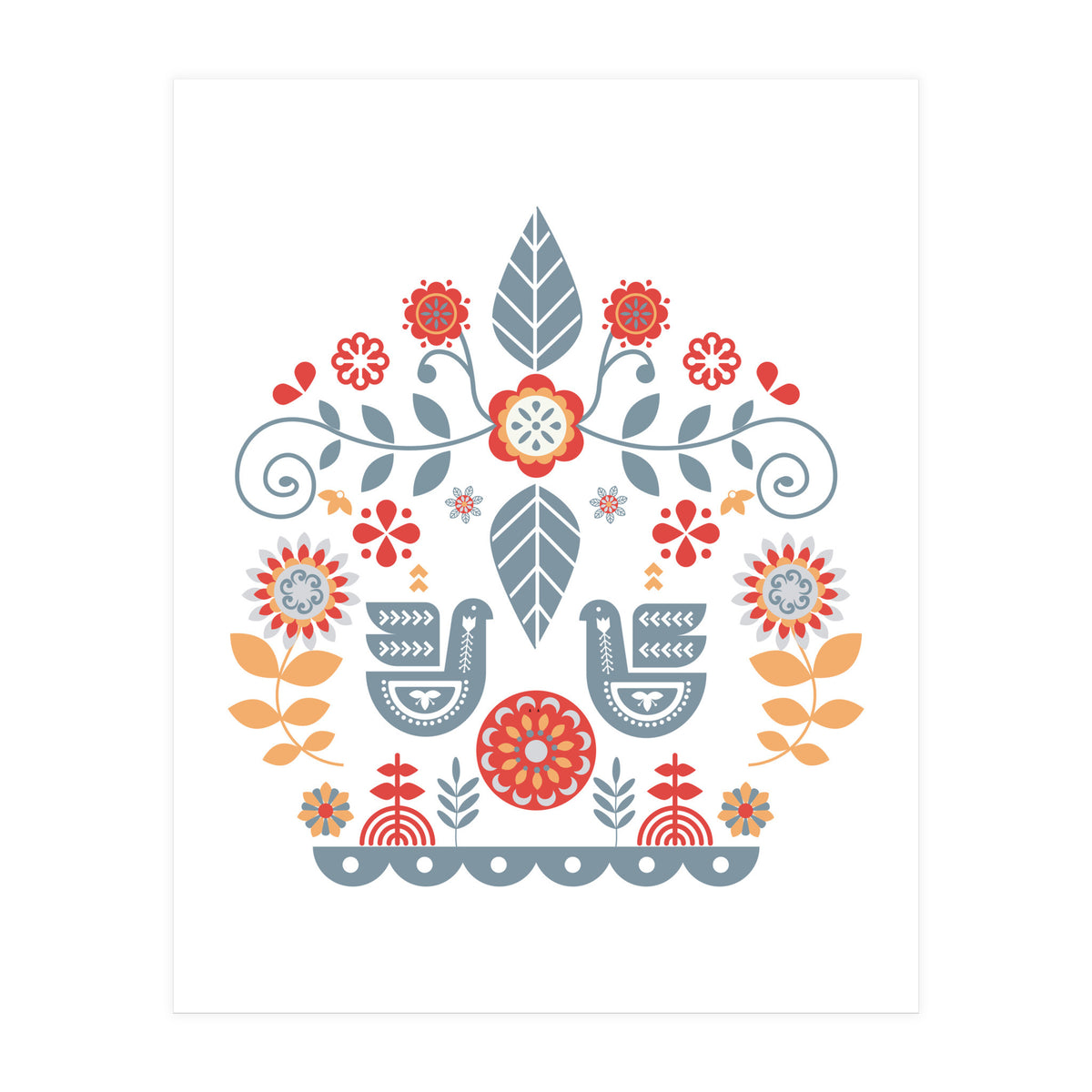 Scandinavian Folk Art Pattern (Print Only)