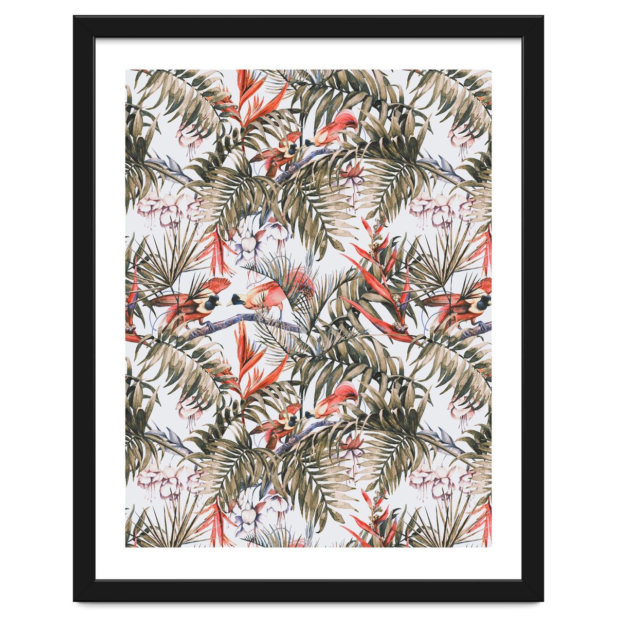 Exotic birds in the jungle paradise