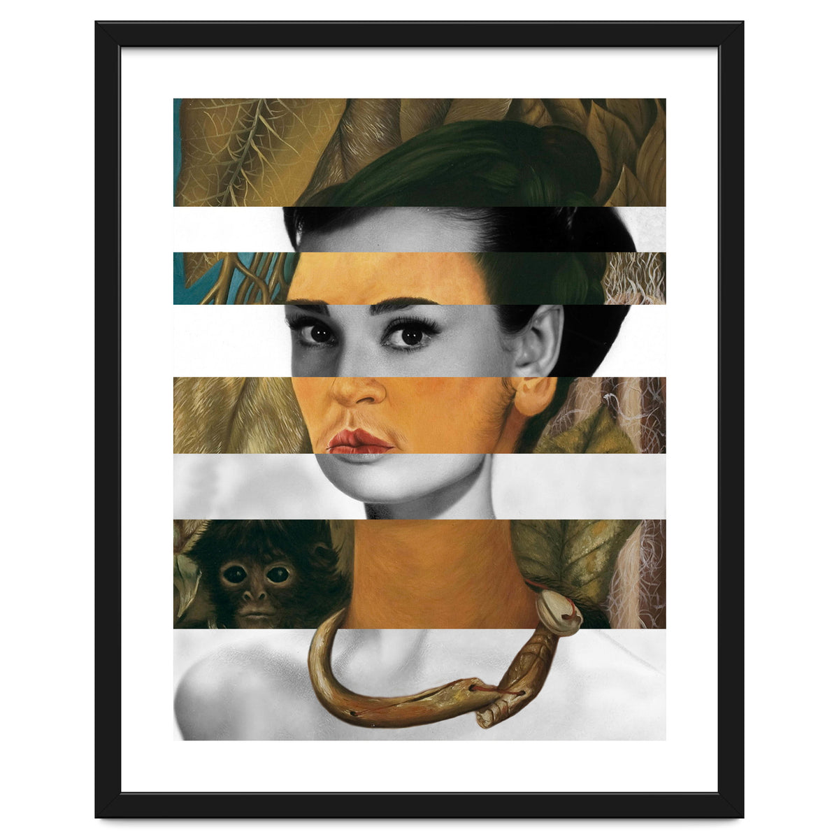 Frida Kahlo's Self Portrait with Monkey & Audrey Hepburn