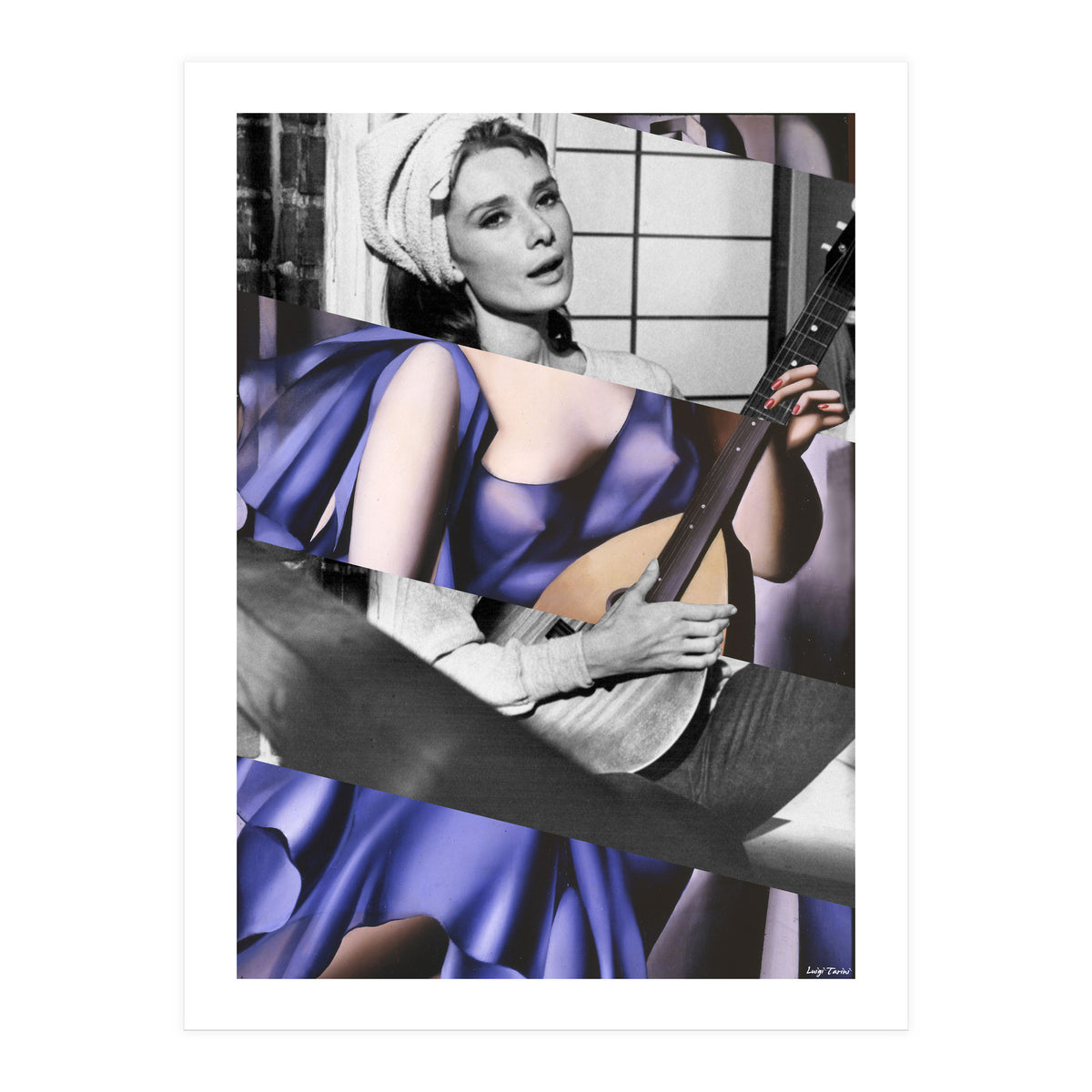 Tamara De Lempicka's Blue Woman with a Guitar & Audrey Hepburn in Breakfast at Tiffany's (Print Only)