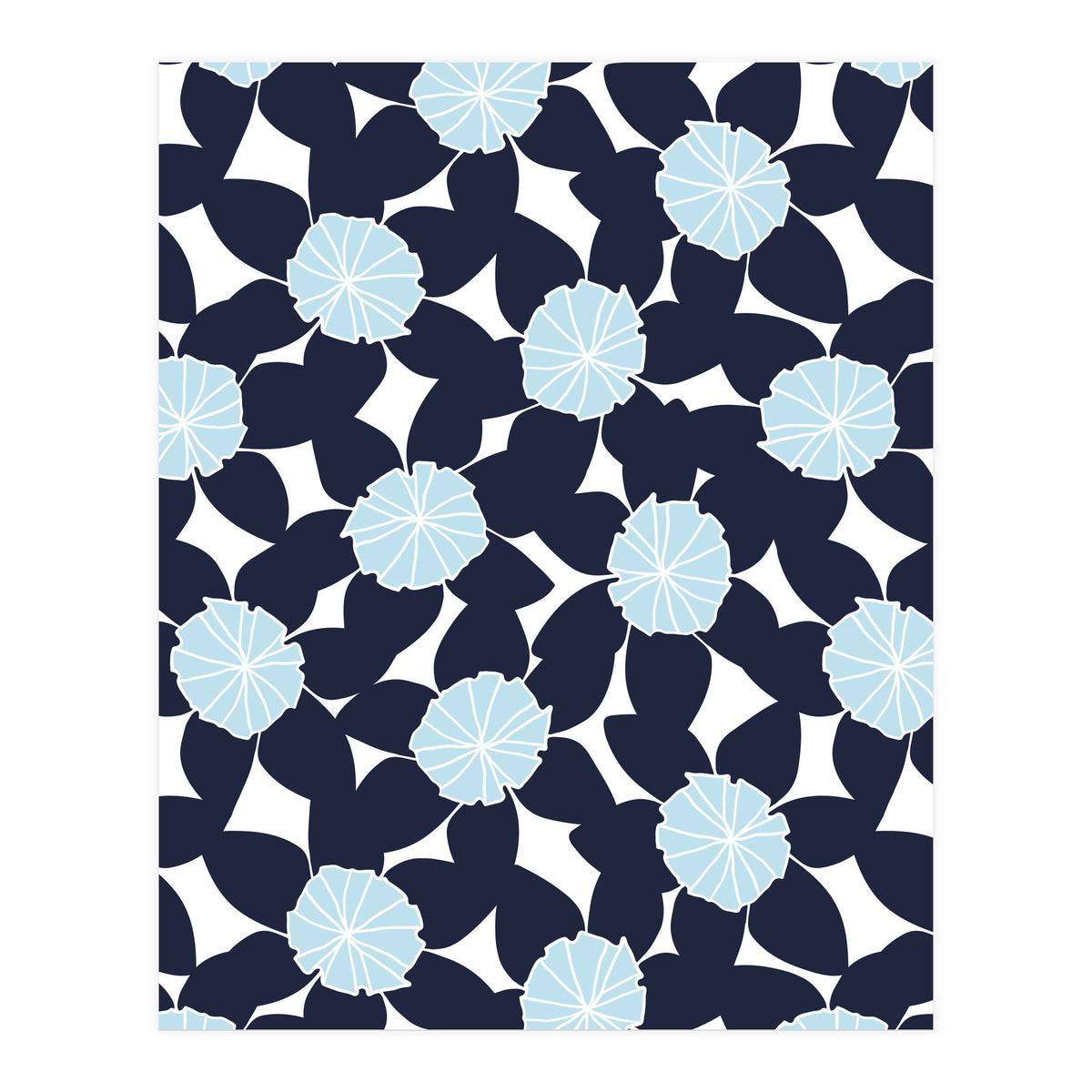 Pastel Blue Abstract Flower Pattern (Print Only)