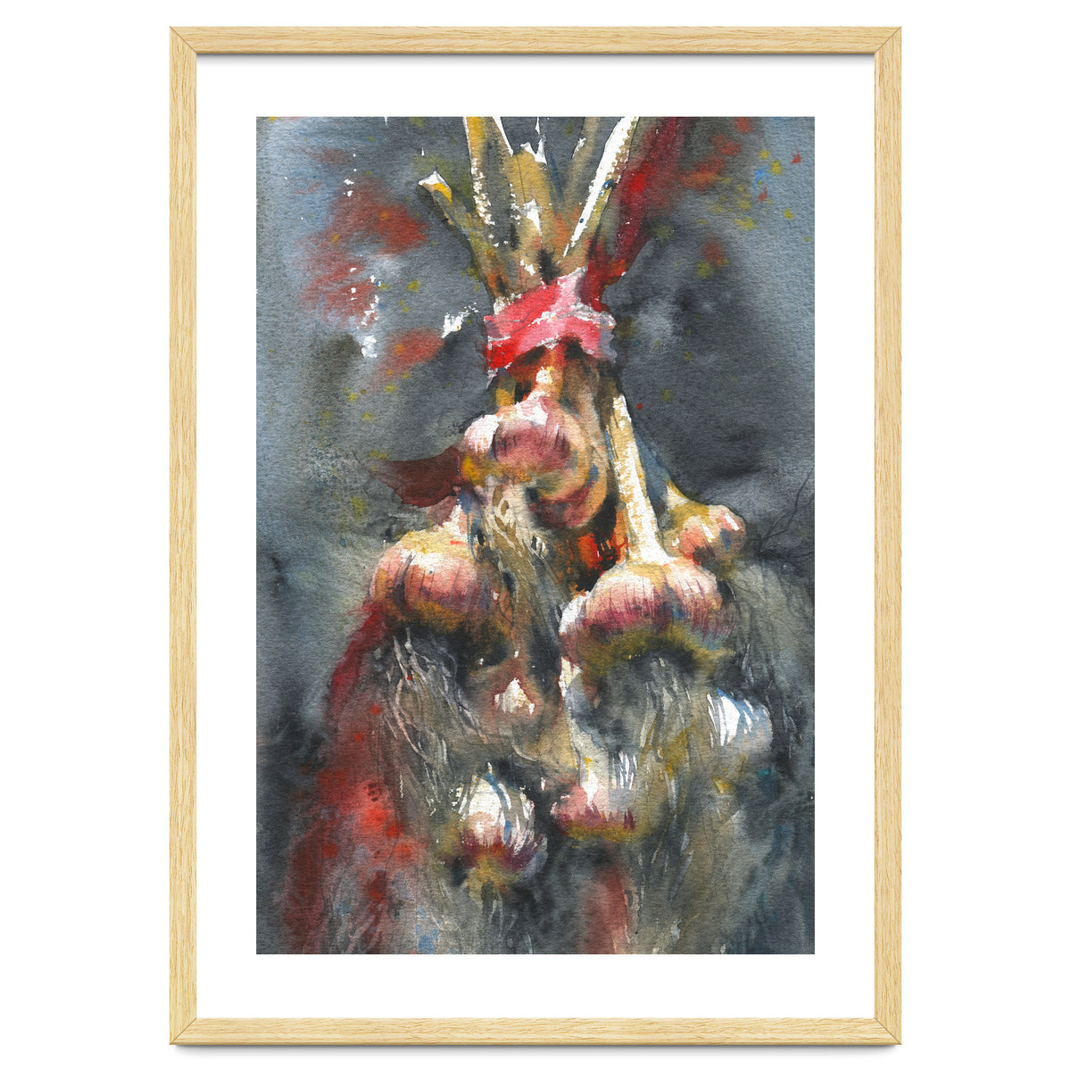 Garlic. Still-life  watercolor painting