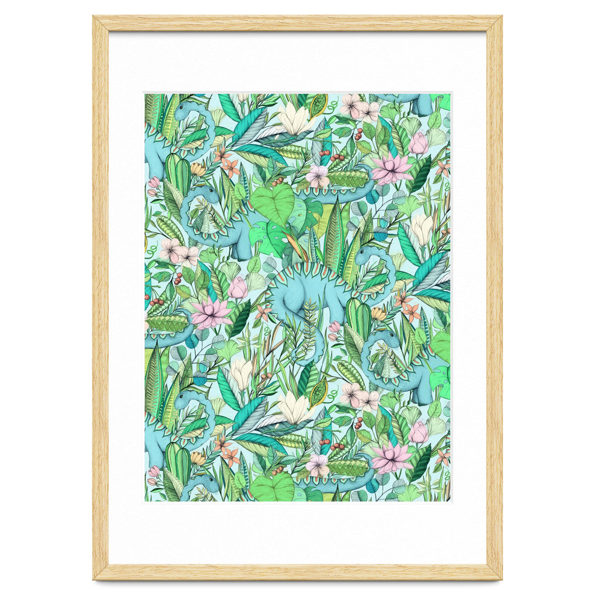 Improbable Botanical with Dinosaurs - soft pastels