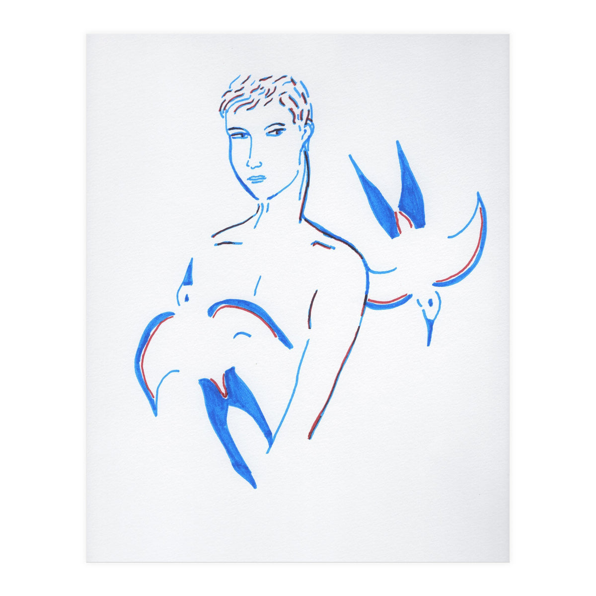 Boy with blue birds (Print Only)