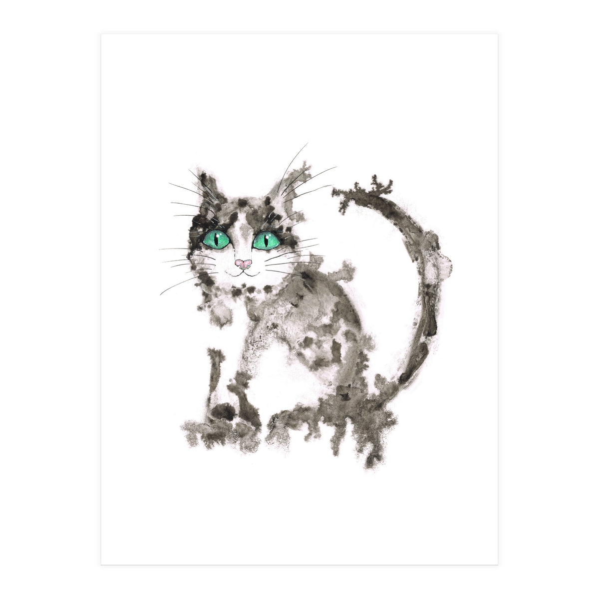 Black wet ink cat (Print Only)