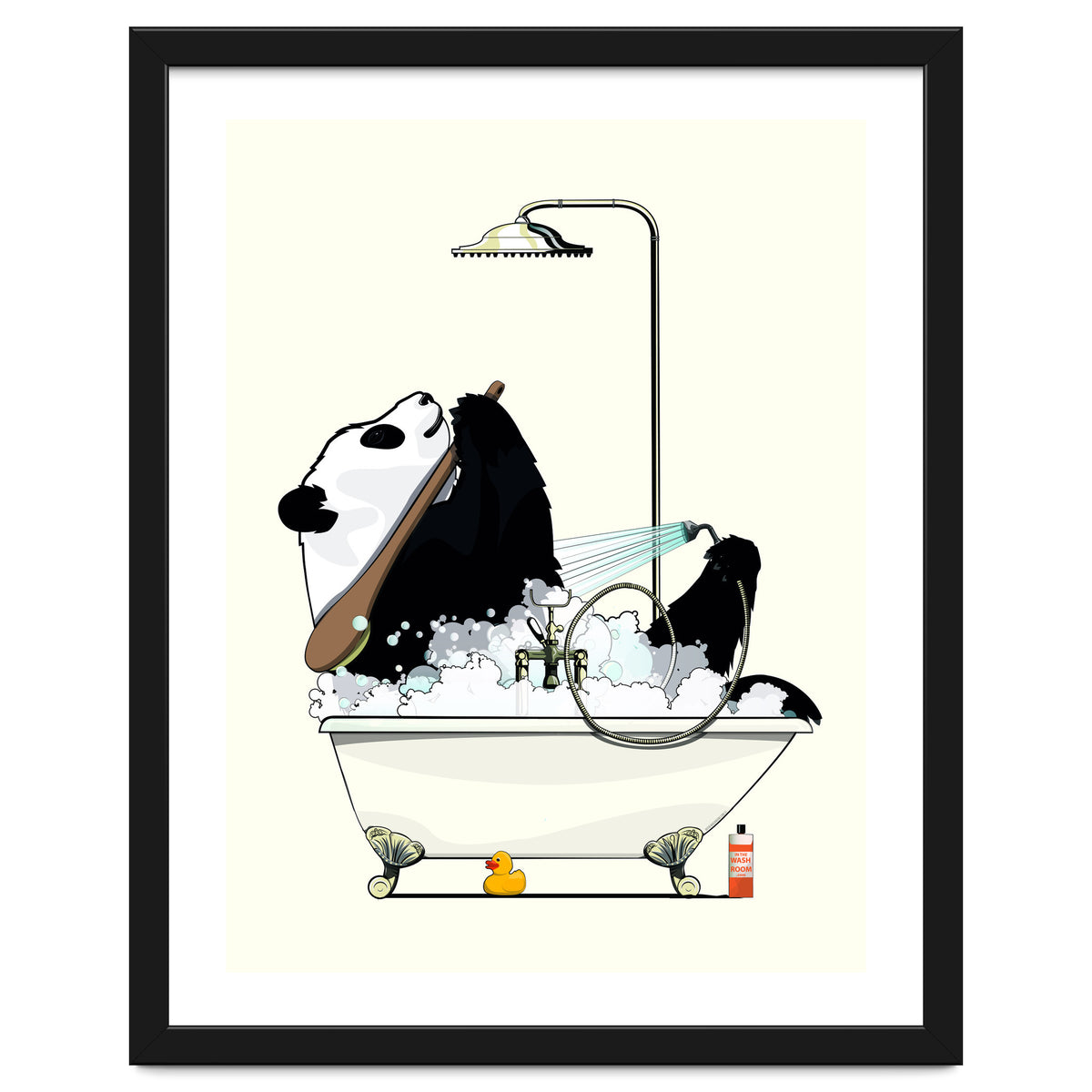 Giant Panda Bear in the Bath, funny bathroom humour