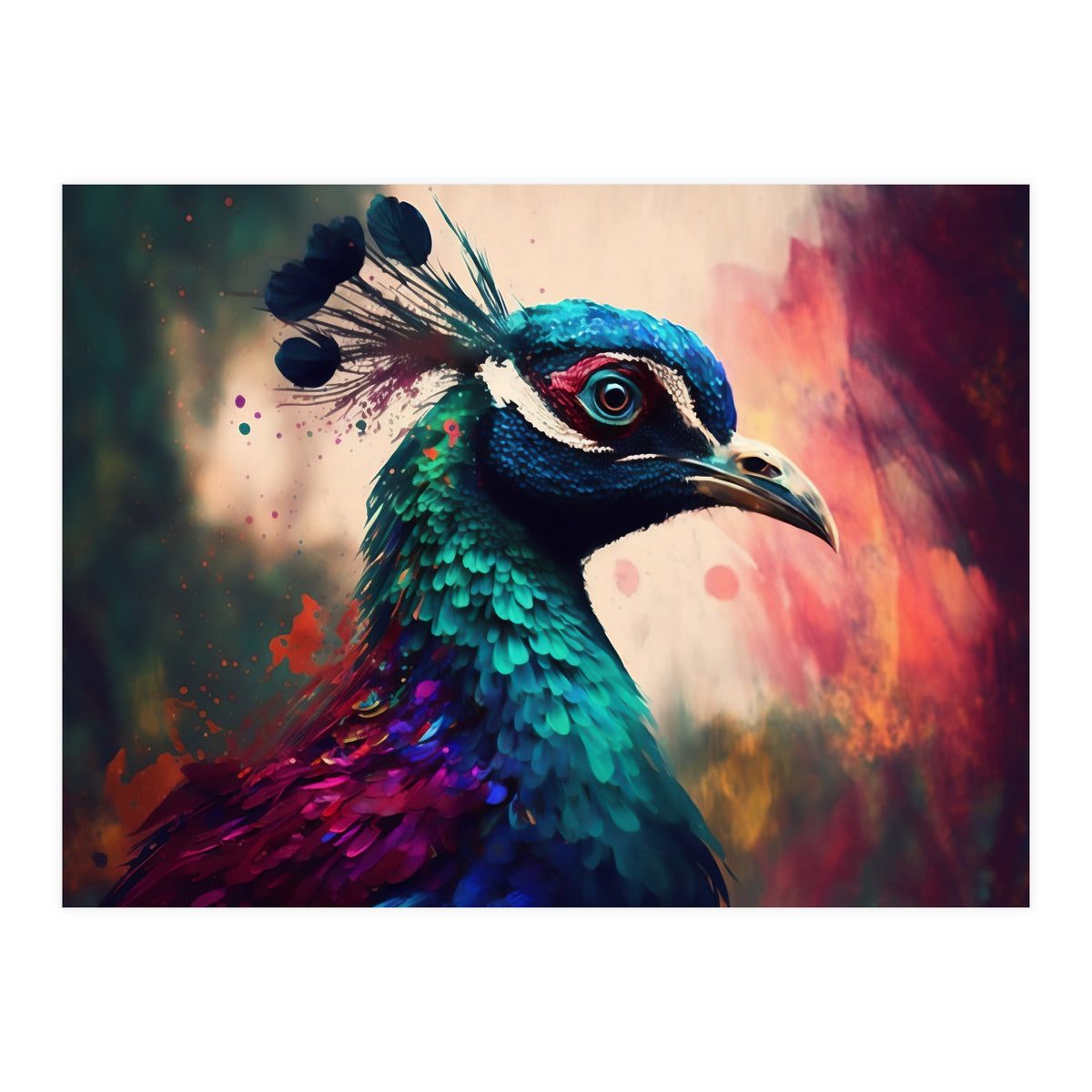 Peacock Bright Modern Painting (Print Only)