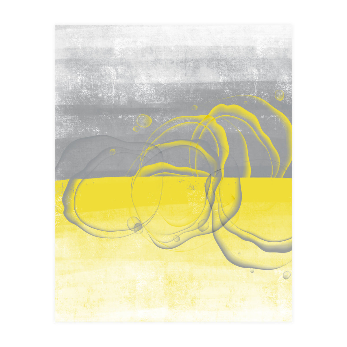 Abstract Painting No. 53 - Bubbles | Illuminating Yellow & Ultimate Grey (Print Only)