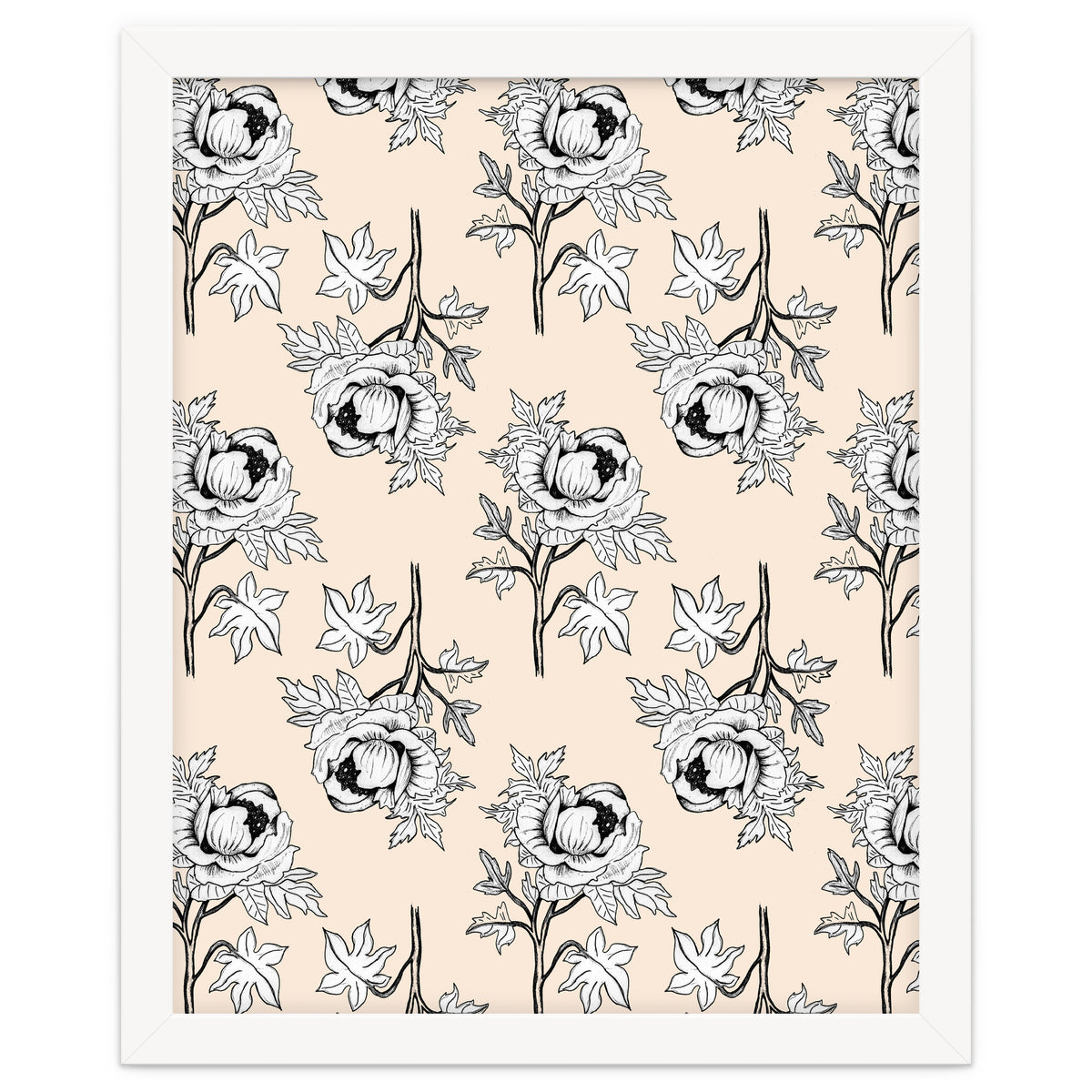 Drawing pattern of roses to pencil on beige