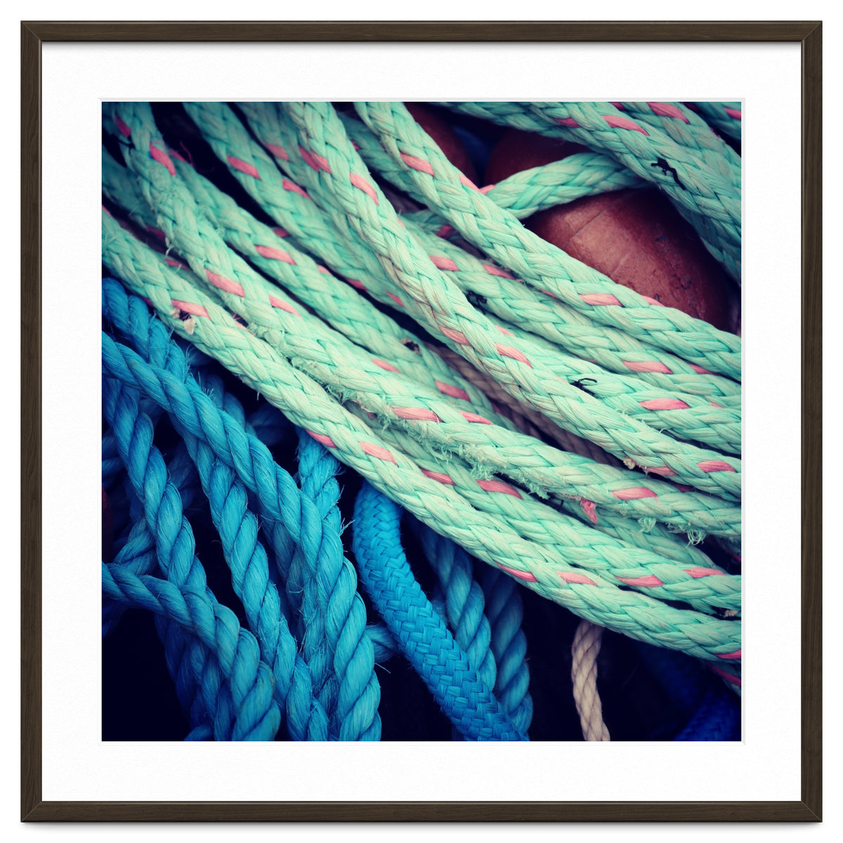 fishing ropes: blue and green