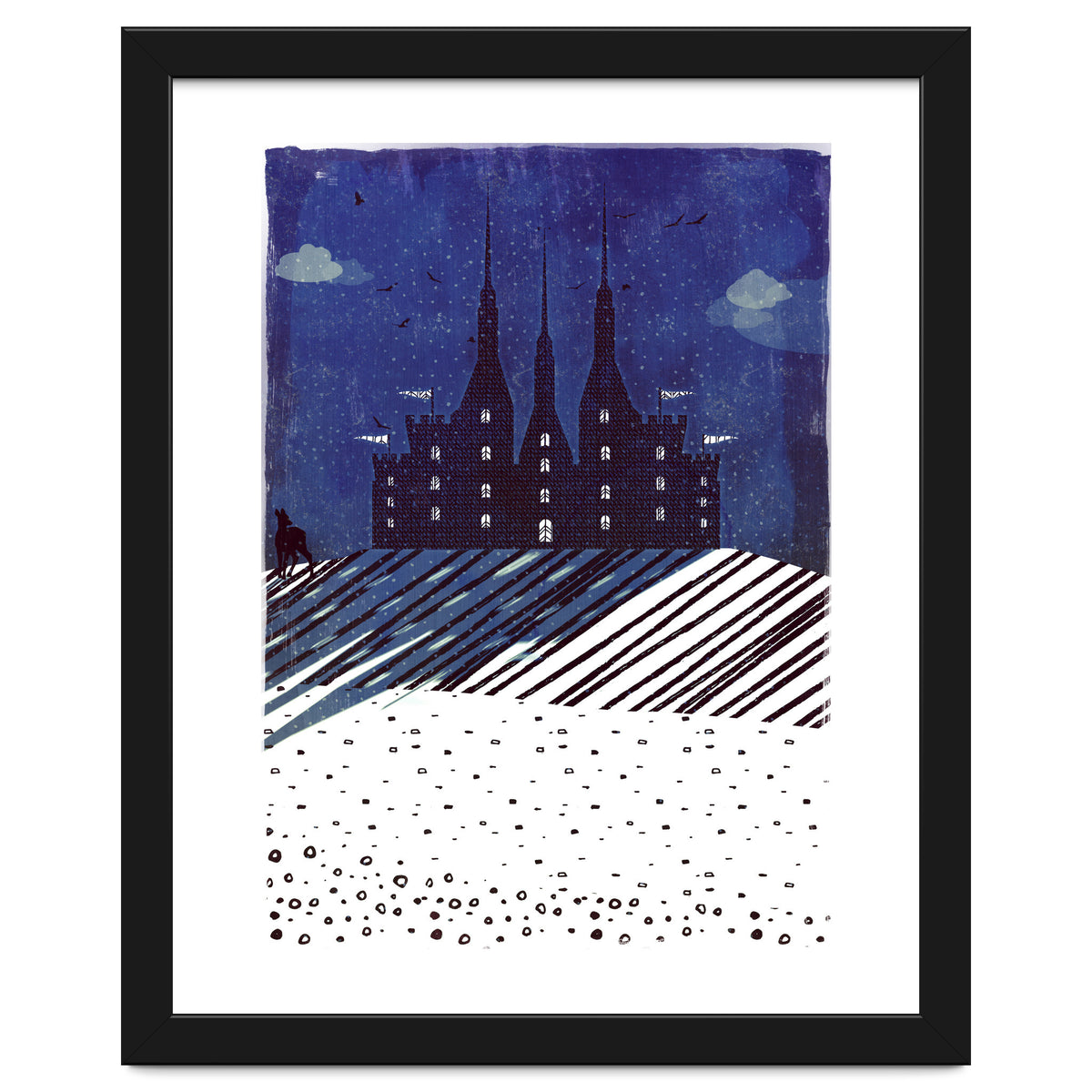 Castle on the hill at night