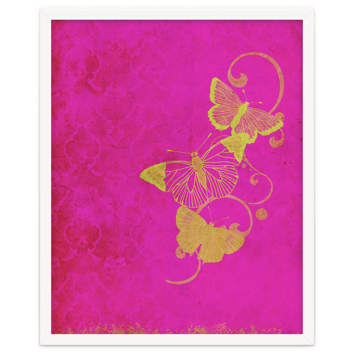 Yellow Butterflies on Pink