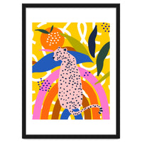 Leopard Somewhere Over The Rainbow, Maximalist Abstract Wildlife Jungle Botanical, Pop of Color Eclectic Animals Illustration