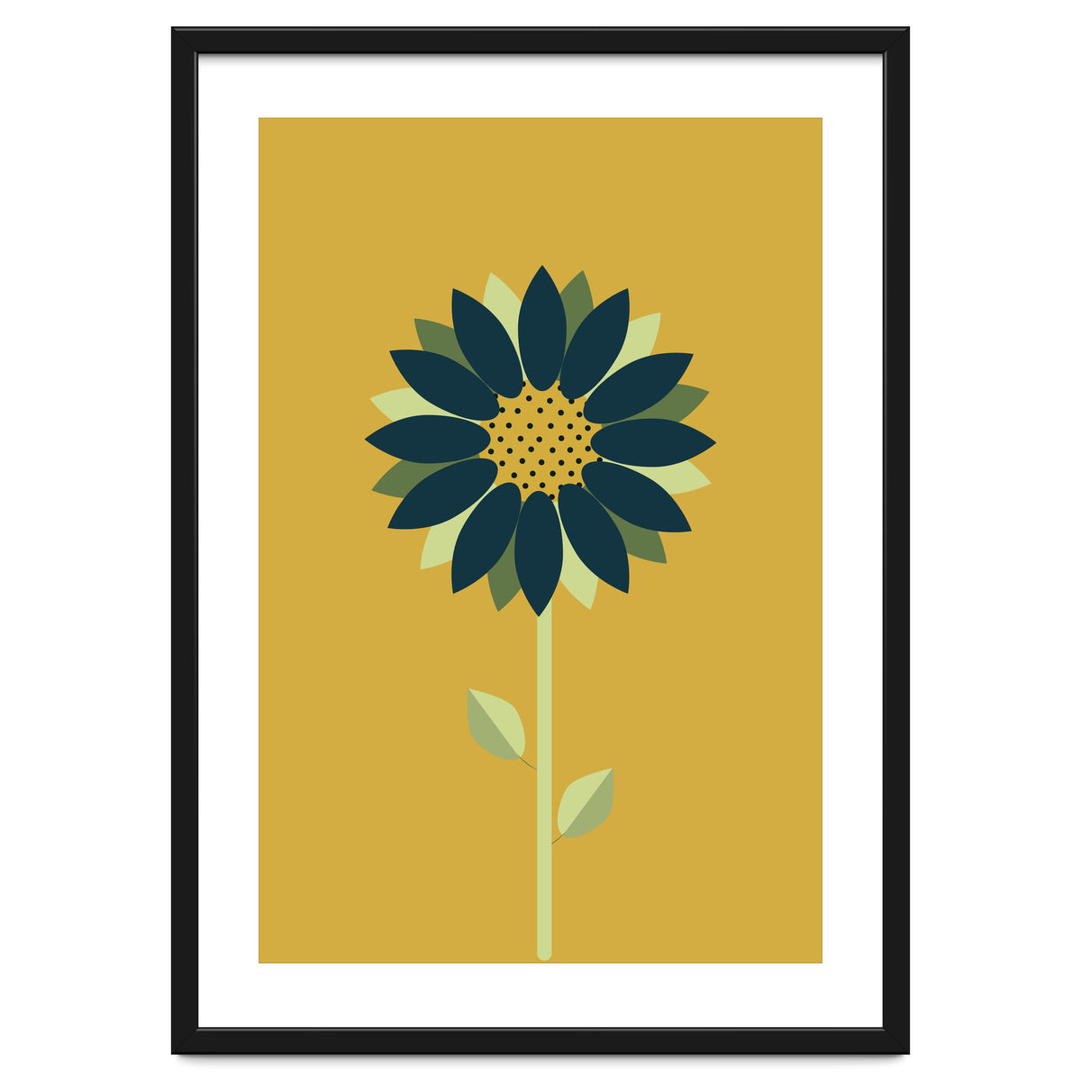 Scandinavian Folk Minimalist Flower Yellow Mustard