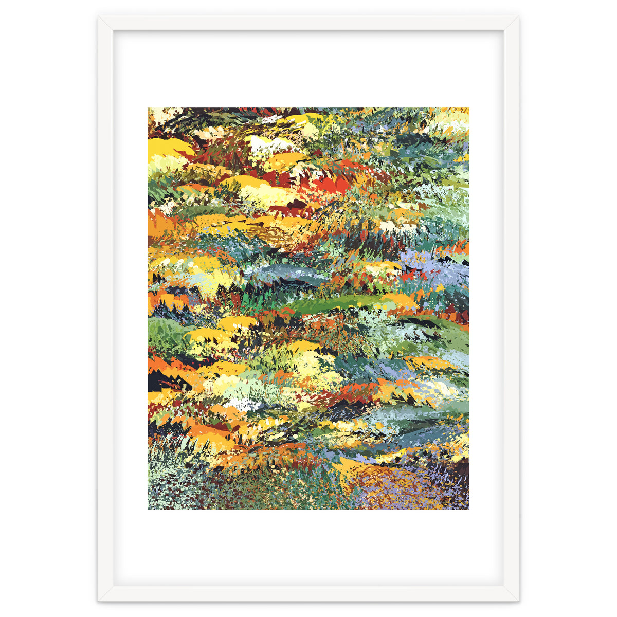 Autumn Forest, Nature Jungle Painting, Botanical Plants Abstract Illustration, Contemporary Modern Boho