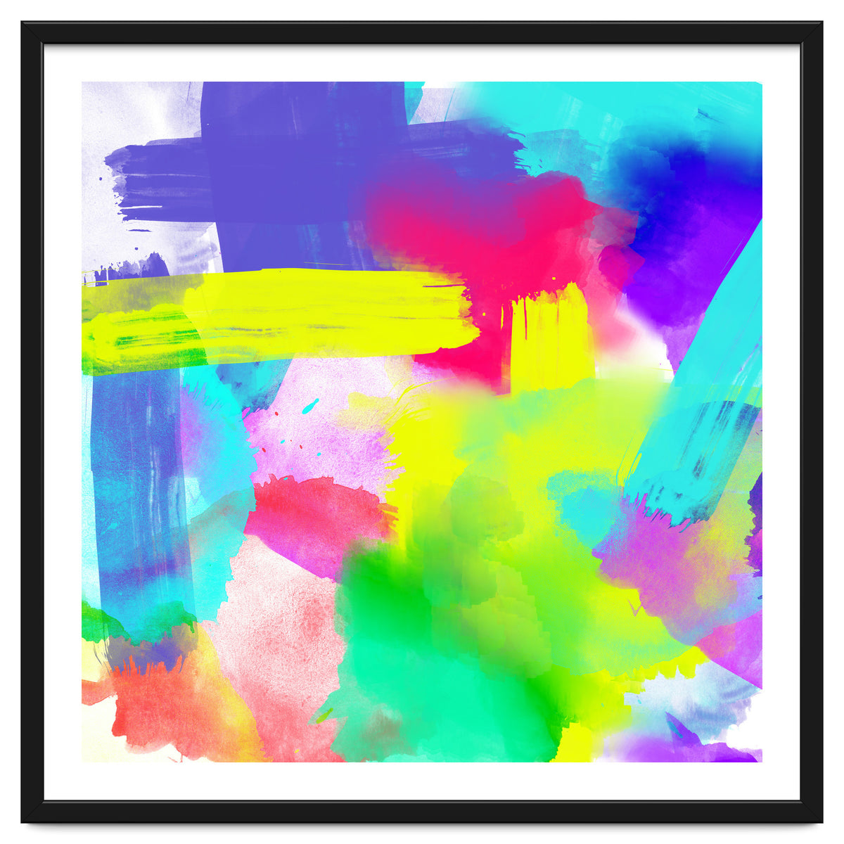 Abstract Stripes Neon Artistic Watercolor Pattern