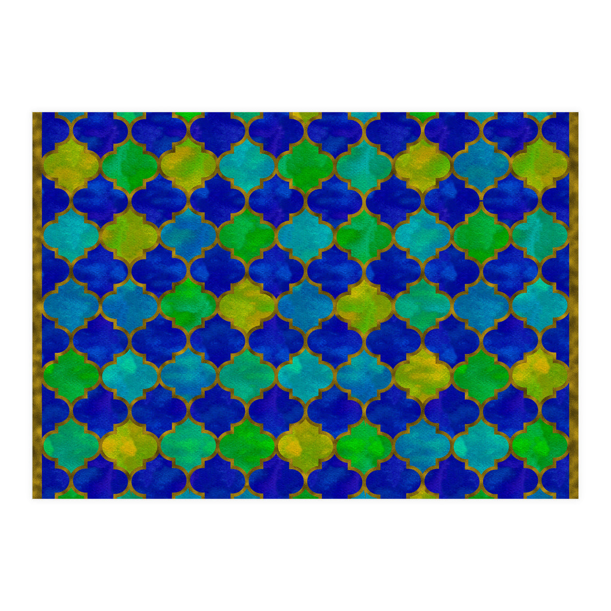 Ocean Breeze - Watercolor Moroccan Lattice (Print Only)