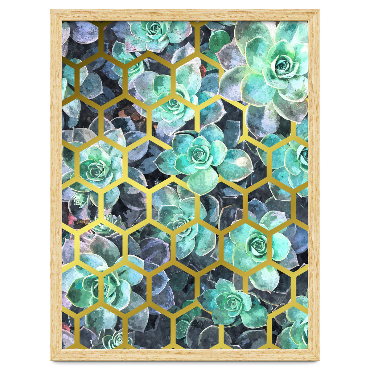 Succulents and Gold Geometric