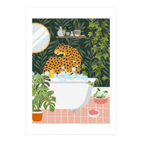 Cheetah in Tropical Bathroom (Print Only)