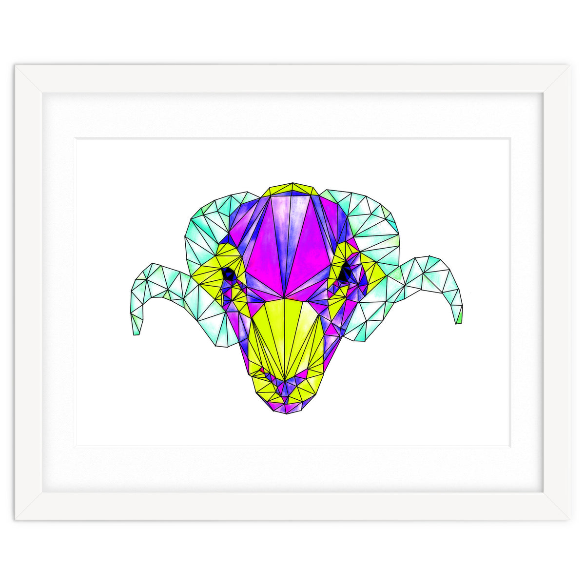 Colourful Geometric Swaledale Sheep Tup with Black Lines