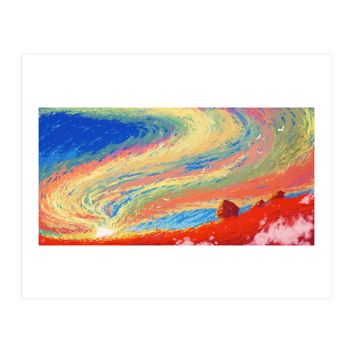 Haystacks At Sunset Reimagined (Print Only)