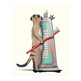 Meerkat Brushing Teeth, Funny Bathroom Humour (Print Only) thumbnail