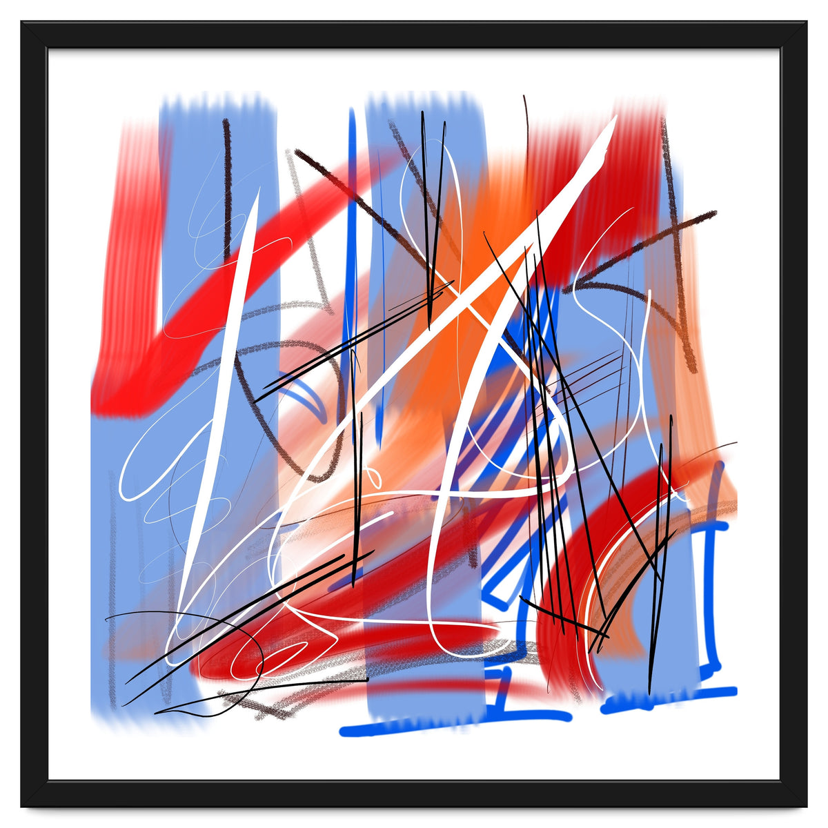 blue and red strokes