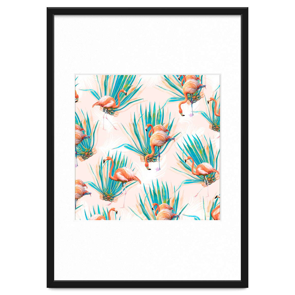 Anaglyph Flamingos with cactus