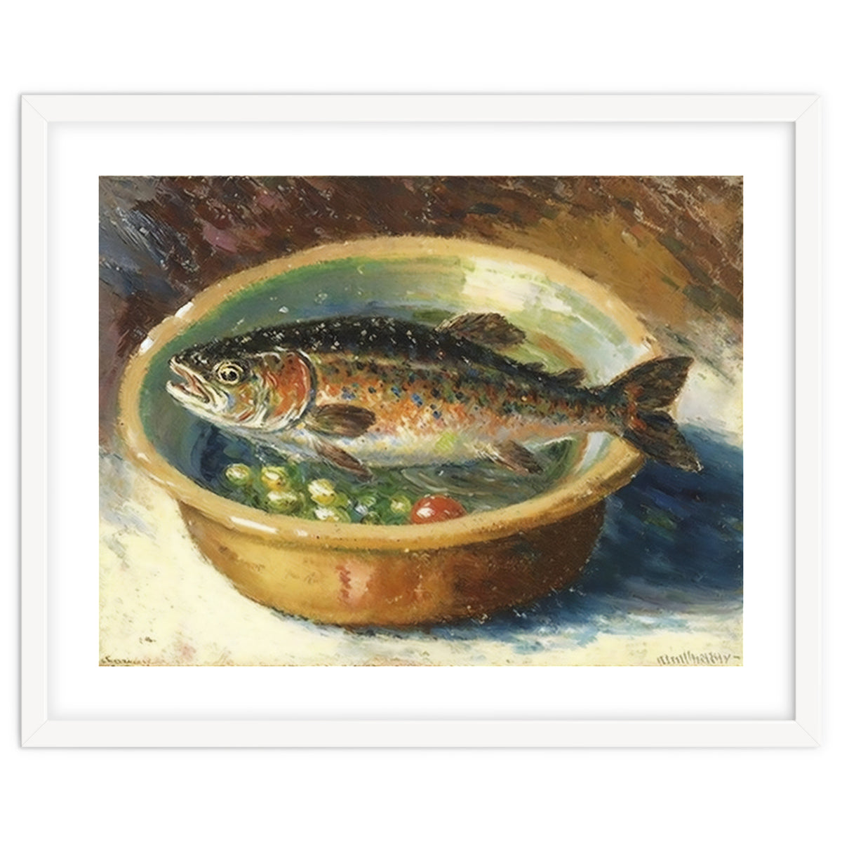 Trout in a Bowl Oil Painting