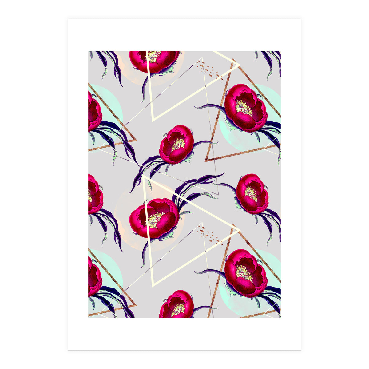 Flowery blooming with geometric II  (Print Only)