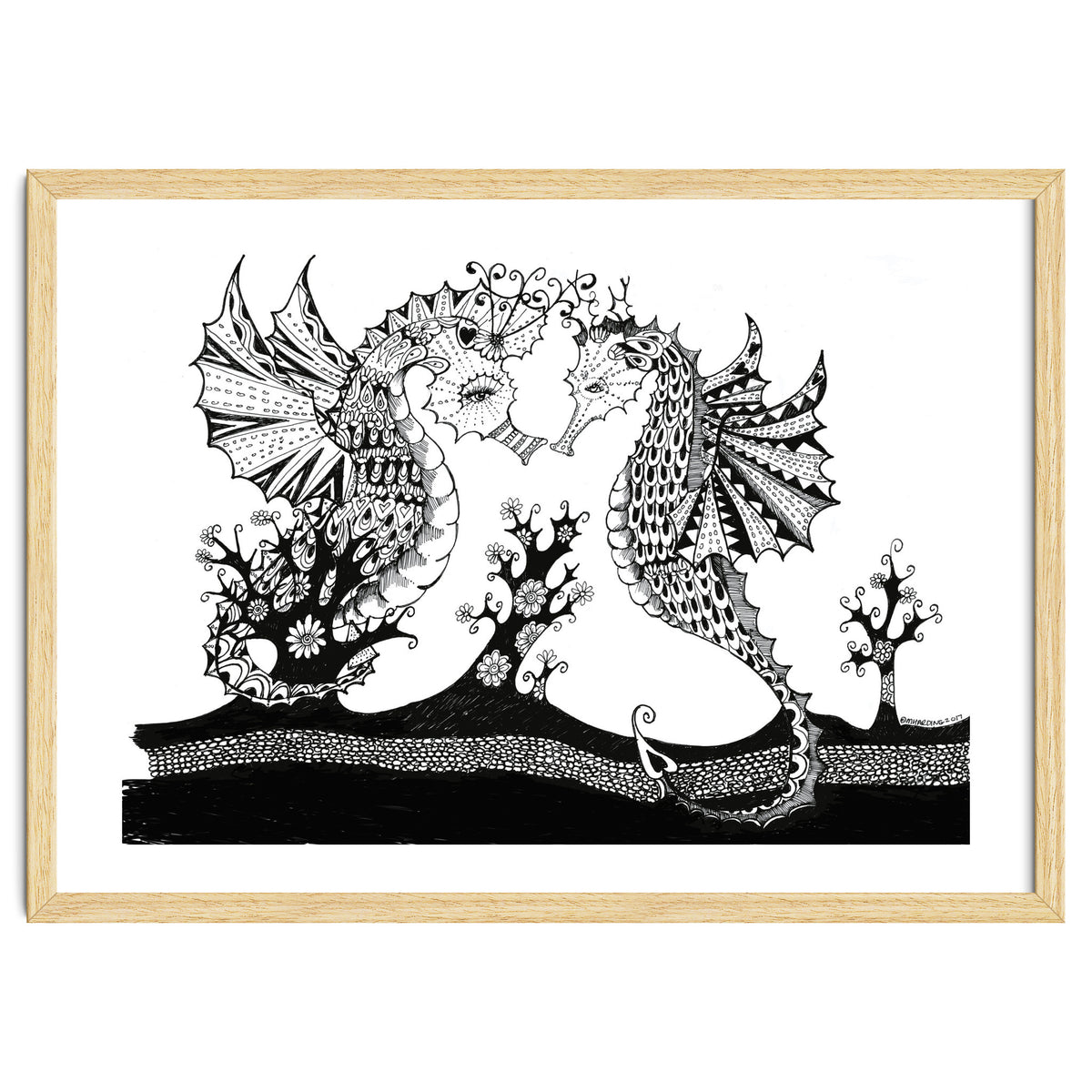 Seahorse Dragons Love Illustration
