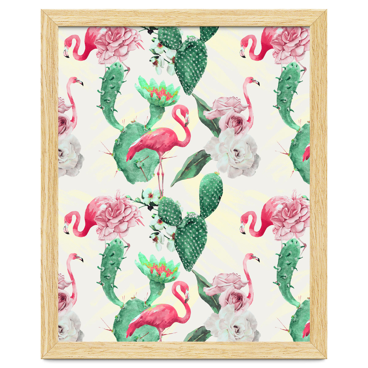 Flamingos, geometric and flowers