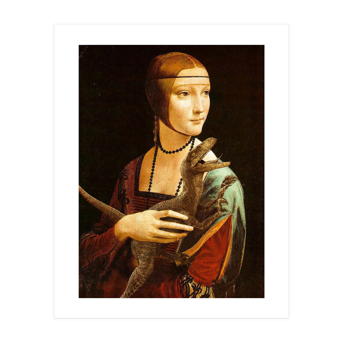 Lady With A Velociraptor (Print Only)