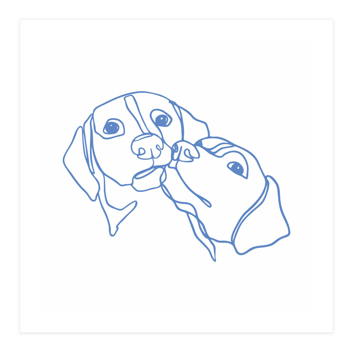 One Line Art Dogs Couple  (Print Only)