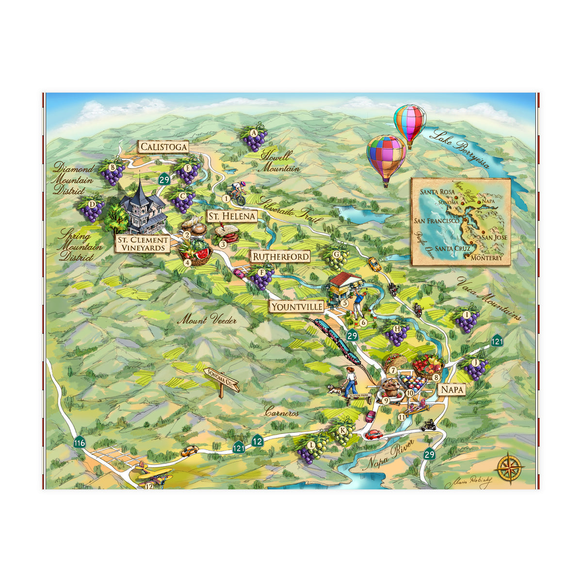 Napa Valley Illustrated Map (Print Only)