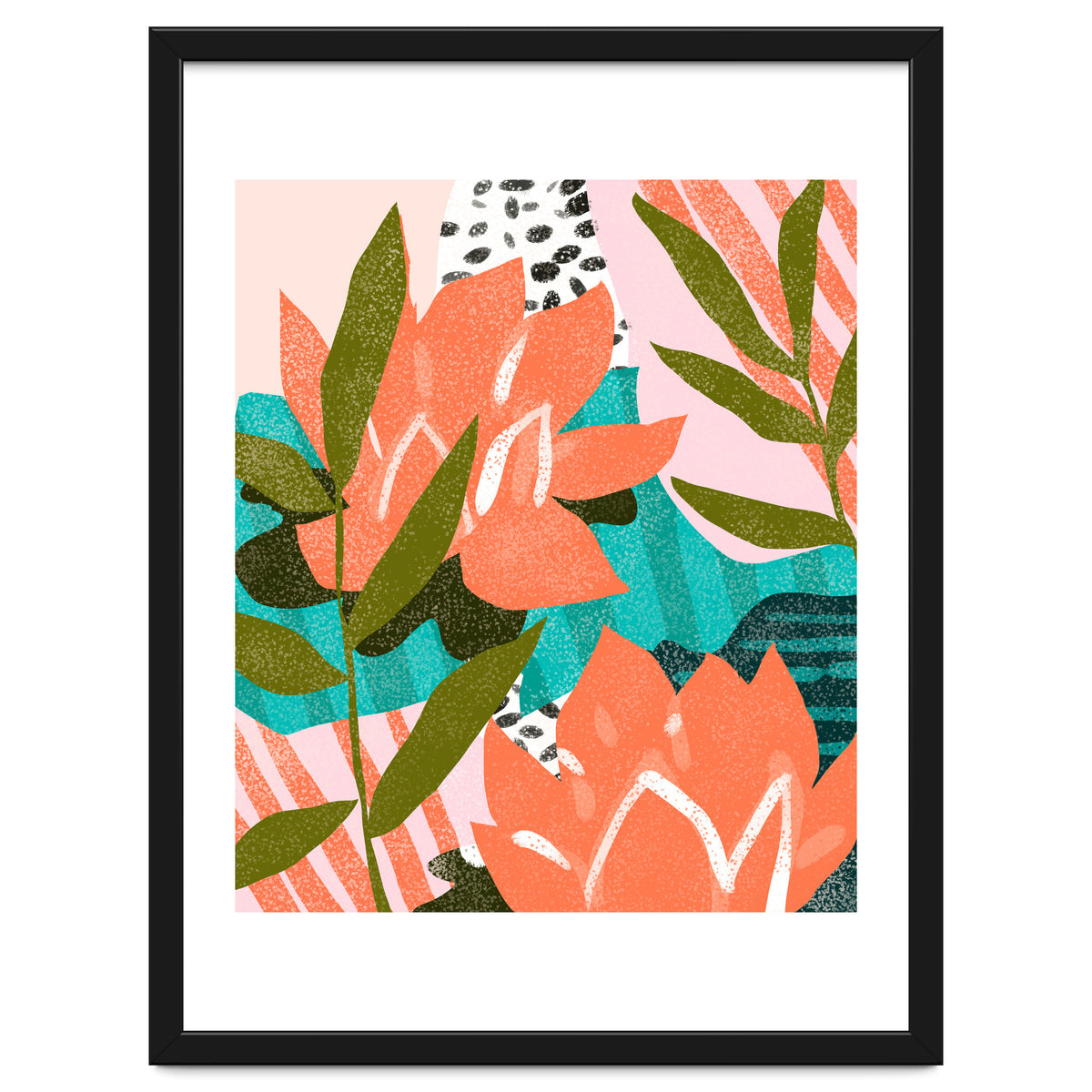 Forever in My Garden | Abstract Botanical Nature Plants Floral Painting | Quirky Modern Contemporary