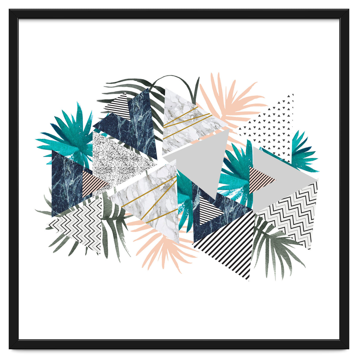 Abstract of geometric patterns with plants and marble I