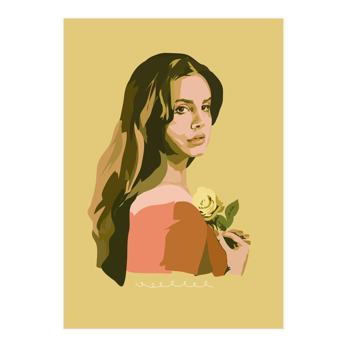 Lana Del Rey With Rose (Print Only)