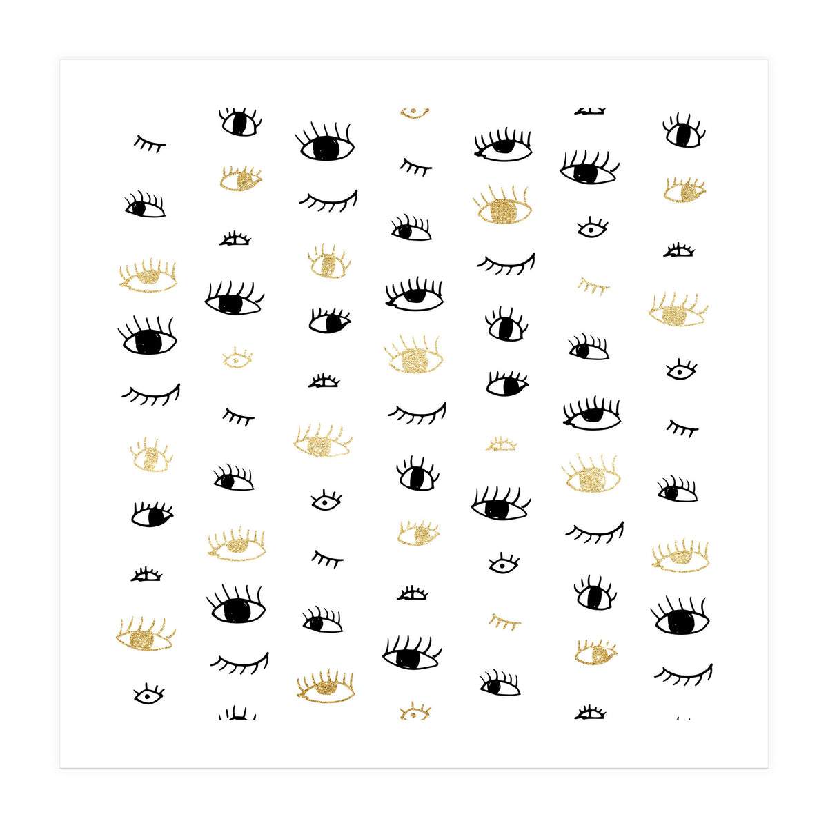 Gold and black eyes and lashes pattern (Print Only)