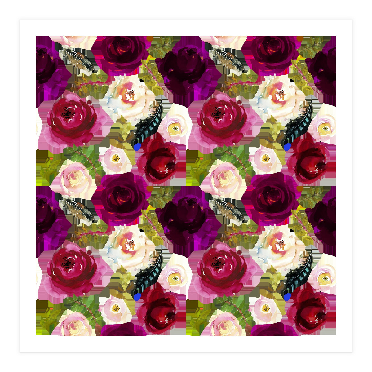 Water Colour Rose Pattern (Print Only)