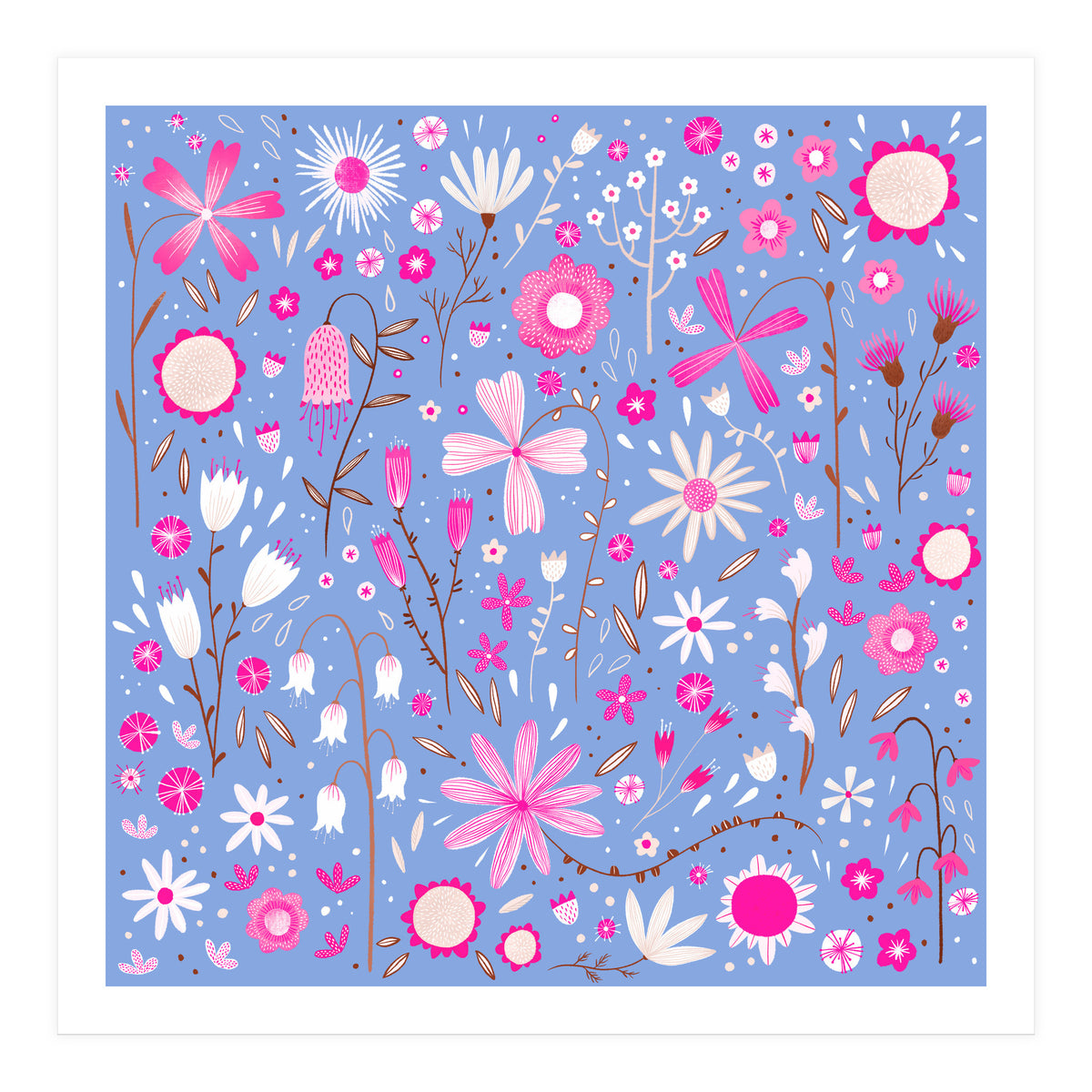 Fresh Flowers Blue (Print Only)