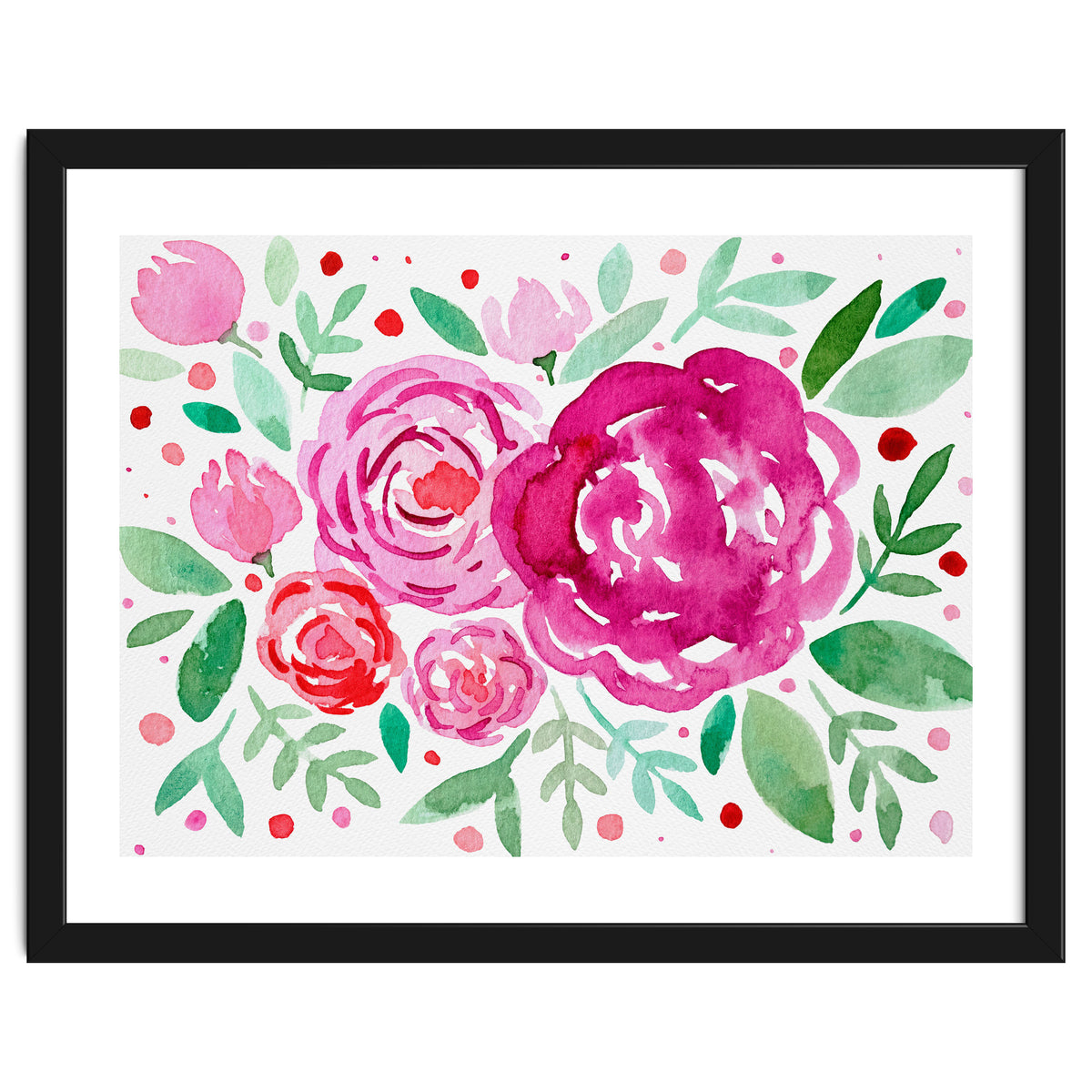 Watercolor roses in pink