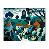 English Country Village Painting (Print Only)
