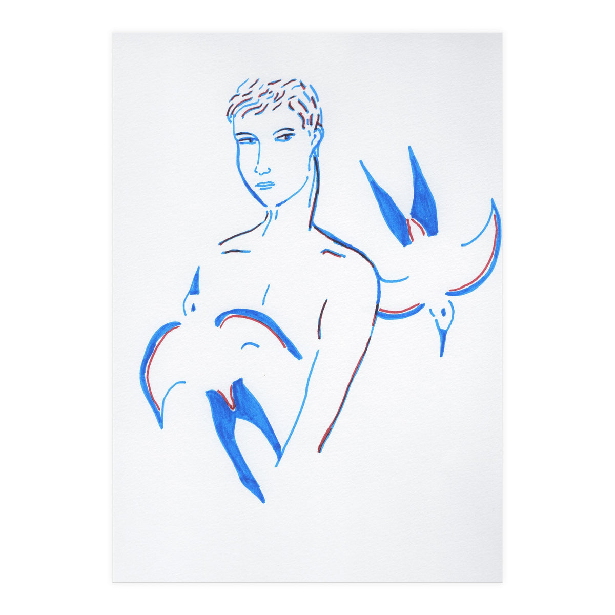Boy with blue birds (Print Only)