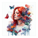 Watercolor Floral Red Hair Woman #2 (Print Only) thumbnail