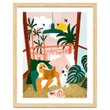 Pet Pals, Animals Lovers Illustration, Travel With Pets Modern Bohemian Painting thumbnail